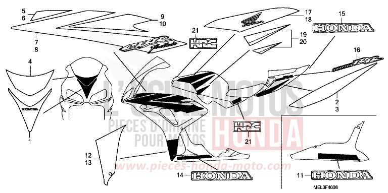 RAYURE/MARQUE (9) de CBR1000RR "Fireblade" PEARL FADELESS WHITE (NH341KA) de 2007